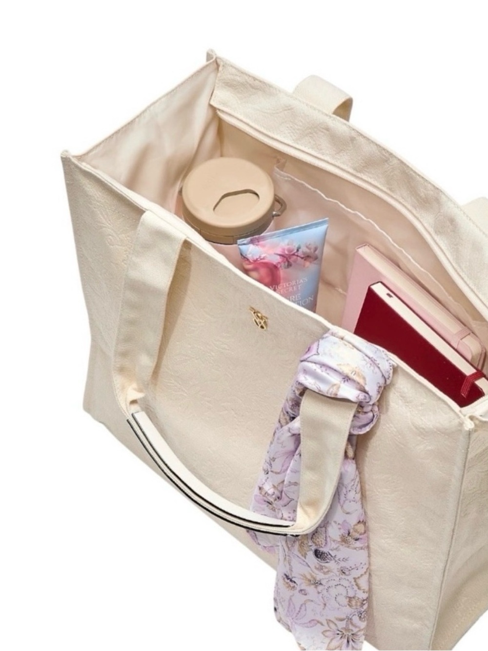 Victoria's Secret Cream Floral
Embossed Tote Bag